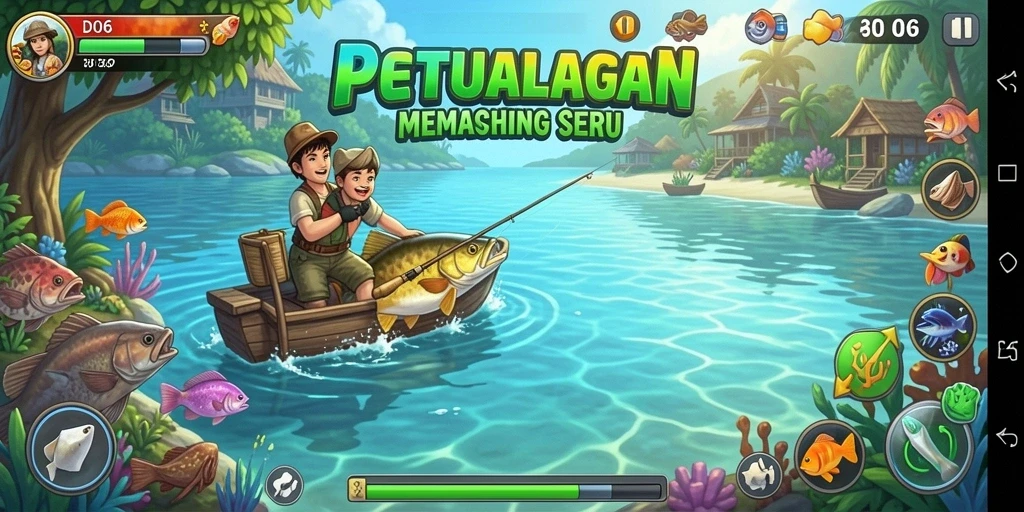 Tampilan menarik dari gameplay D06 yang menampilkan momen memancing penuh aksi.