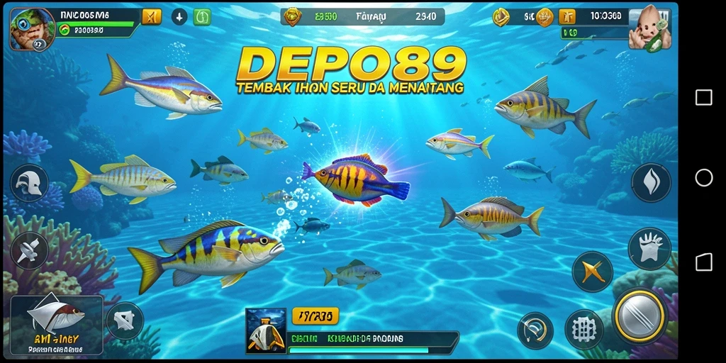 Screenshot gameplay DEPO89 yang menunjukkan aksi menembak ikan seru.