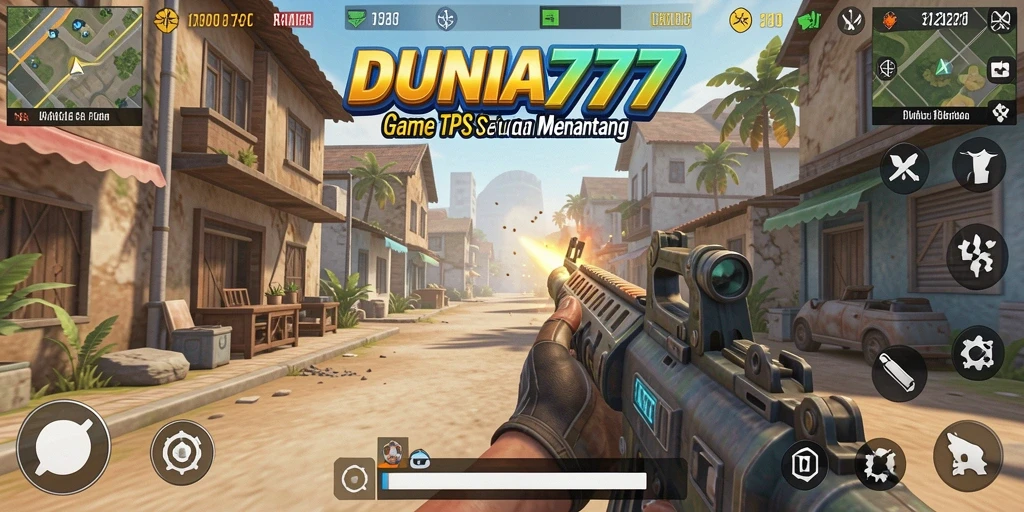 Screenshot DUNIA777 menampilkan aksi gameplay seru dari pertempuran TPS.
