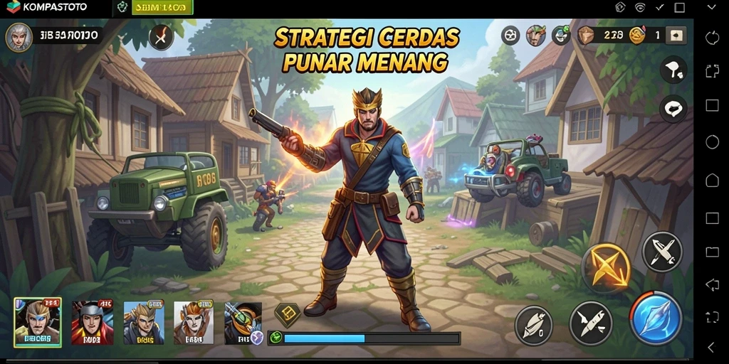 Tampilan gameplay strategis dalam KOMPASTOTO yang menarik.