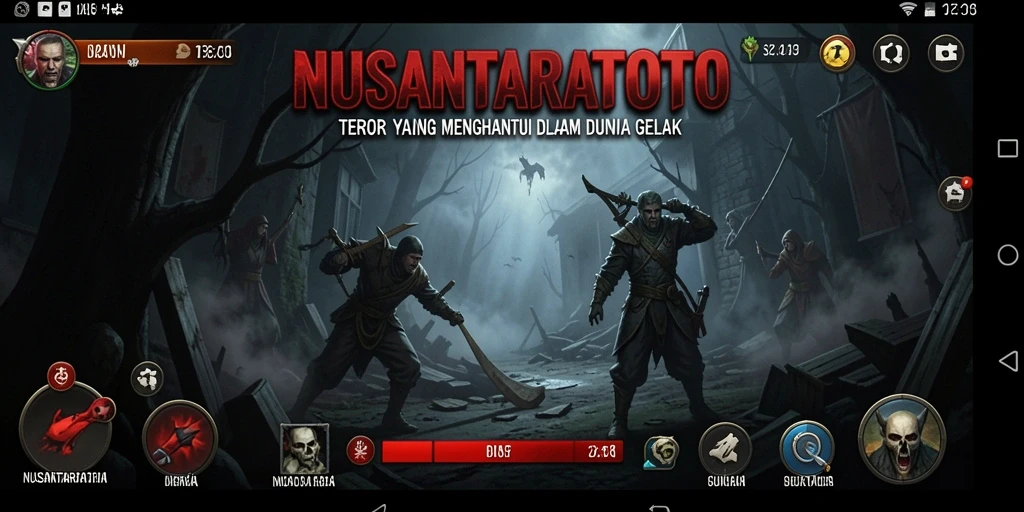 Screenshot gameplay menampilkan suasana horror yang mencekam dan karakter yang menarik.