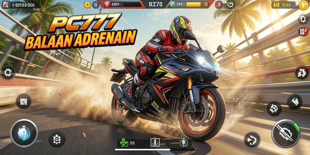 Tampilan gameplay seru dari balapan motor di PC777.